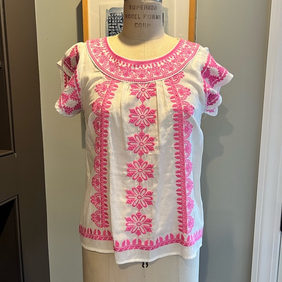THML White and Pink Embroidered Top XS - Picture 4 of 8